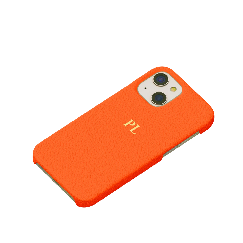 Orange Leather Personalised iPhone Case