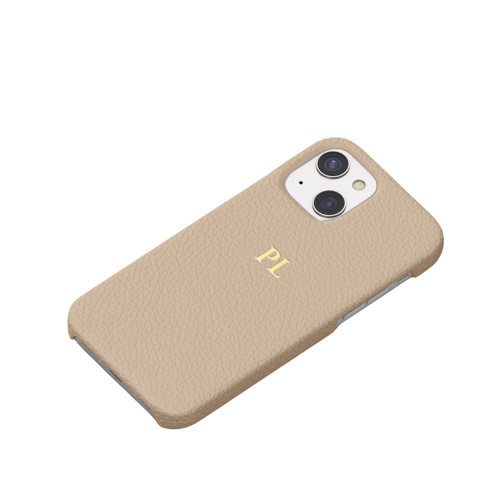 Biege Leather Personalised iPhone Case