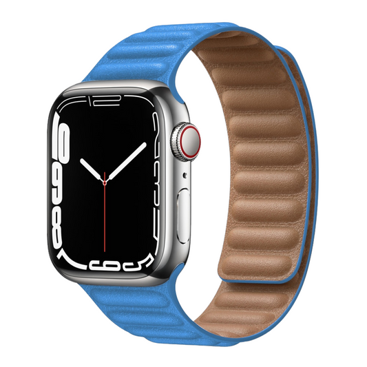 Leather Magnetic Link Apple Watch Band (Blue)
