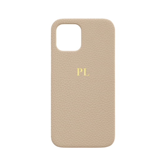 Biege Leather Personalised iPhone Case