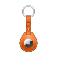 Light Brown Leather AirTag KeyChain
