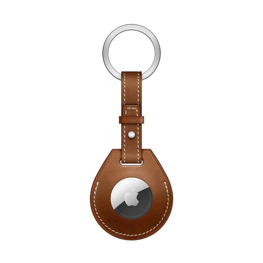 Brown Leather AirTag KeyChain
