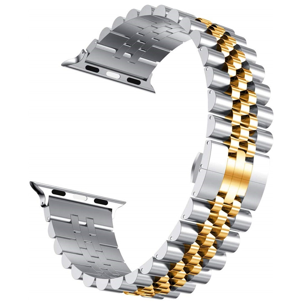 jubilee Stainless Steel Apple Watch Bracelet (Silver/Gold)