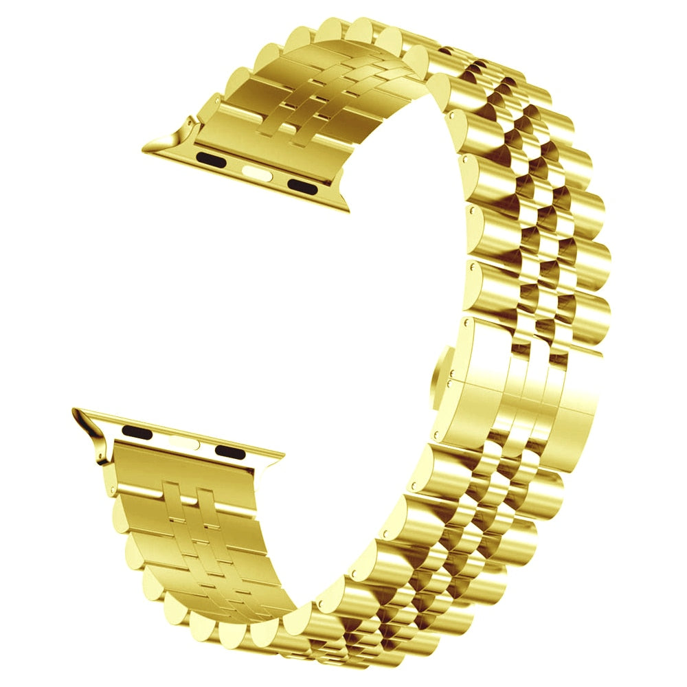 Jubilee Stainless Steel Apple Watch Bracelet (Gold)