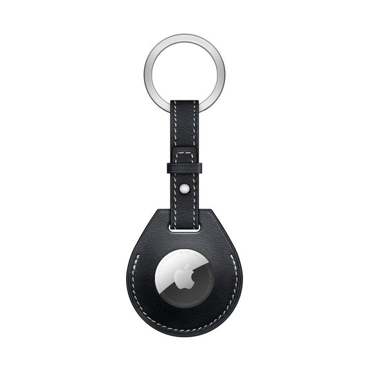 Black Leather AirTag KeyChain