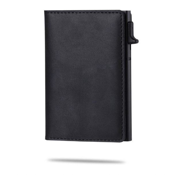 Midnight Black Airtag Slide Wallet