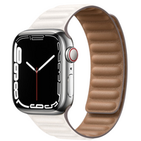 Leather Magnetic Link Apple Watch Band (White)